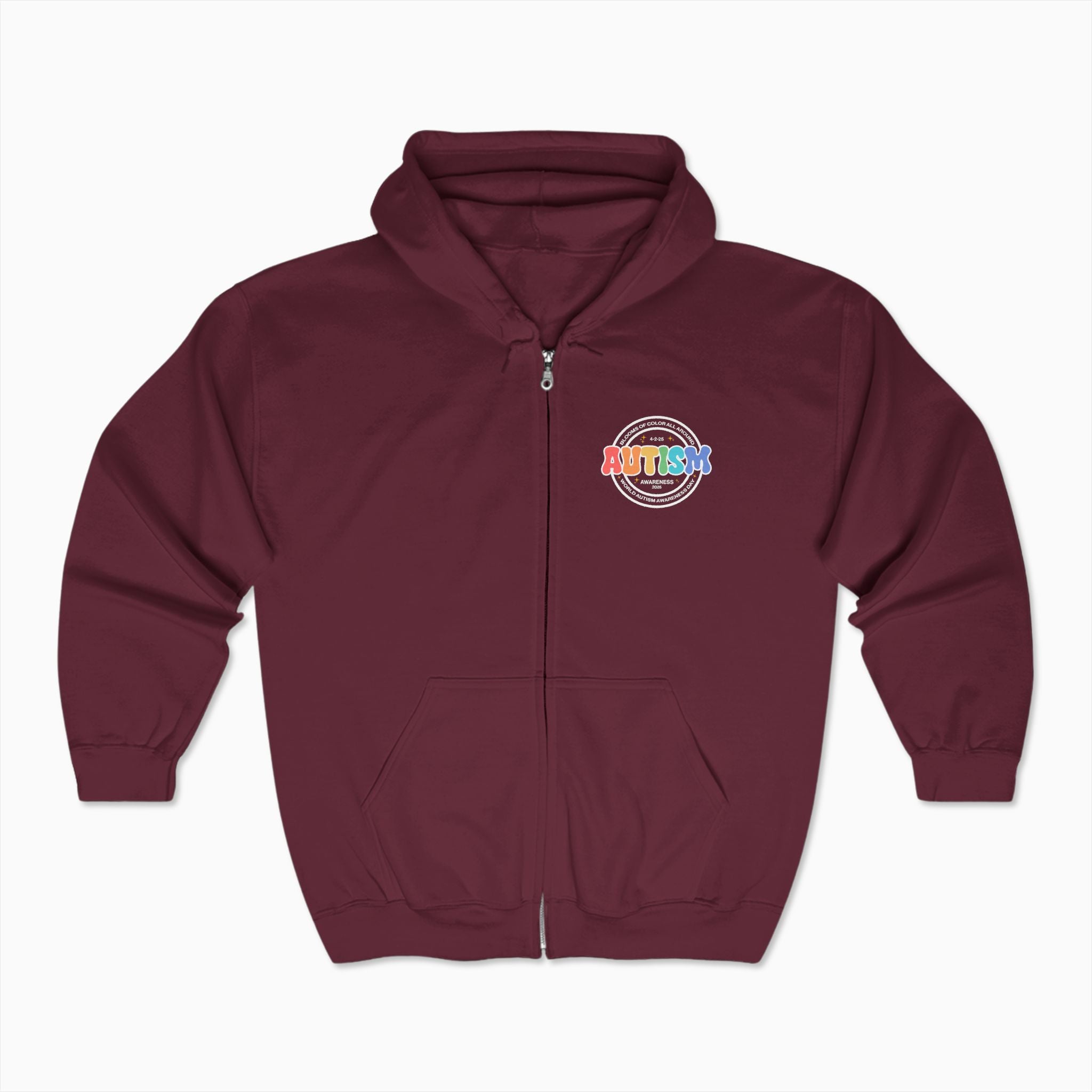 Autism Awareness 2025 - Blooms of Color All Around Zip Up Hoodie