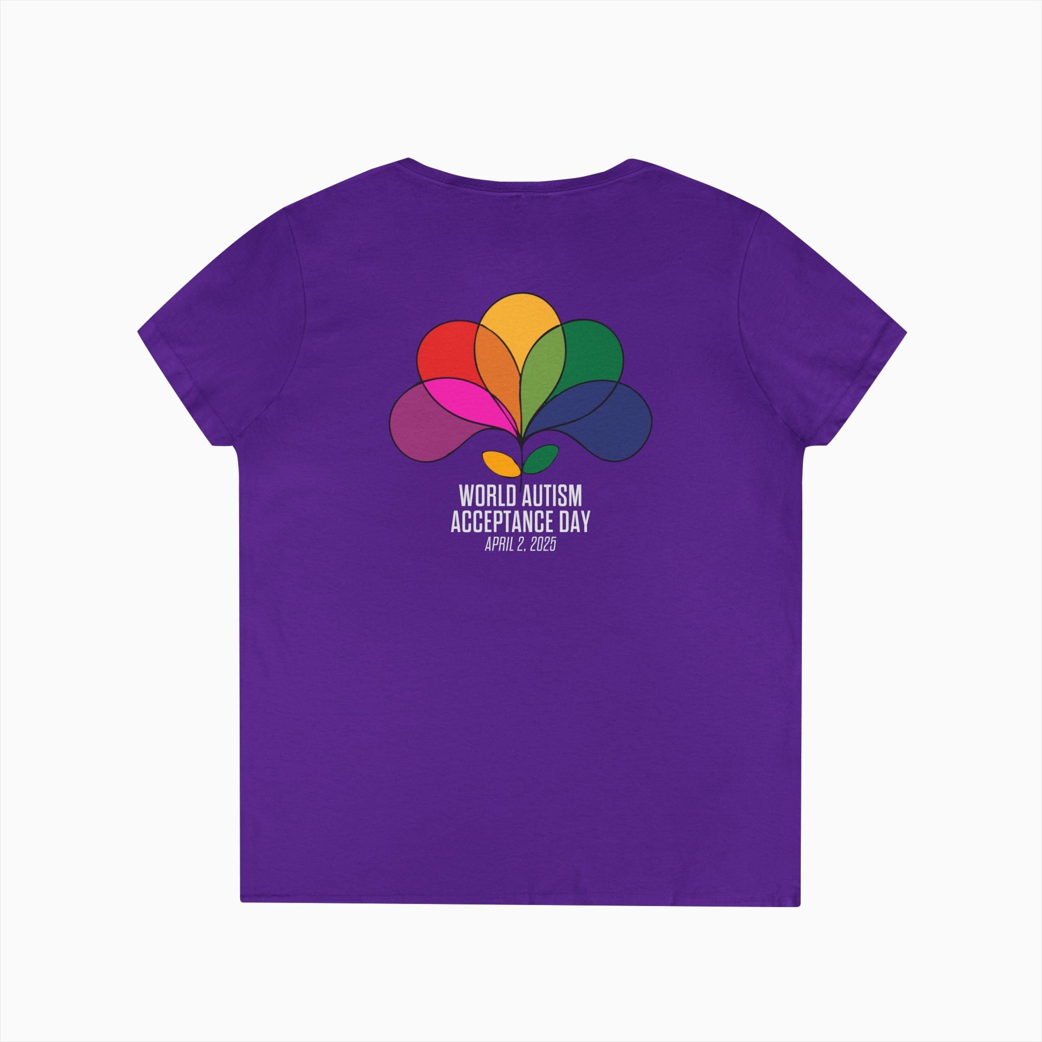 Autism Awareness 2025 - Spectrum in Bloom Ladies V-Neck T-Shirt