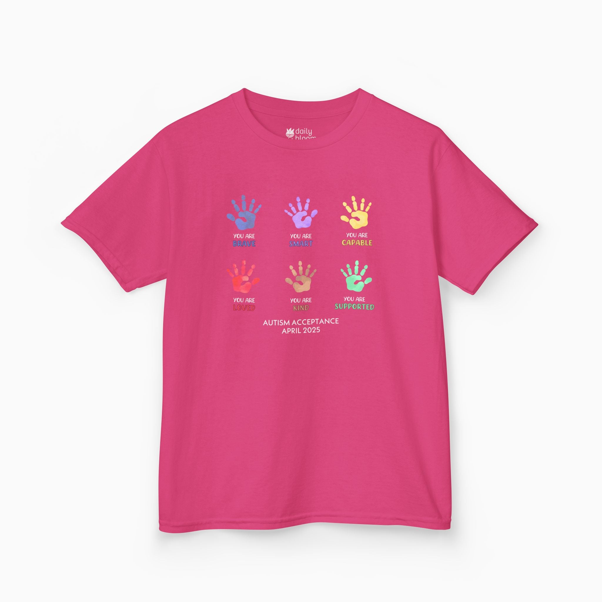 Autism Awareness 2025 - Affirmation Handprints Youth T-Shirt