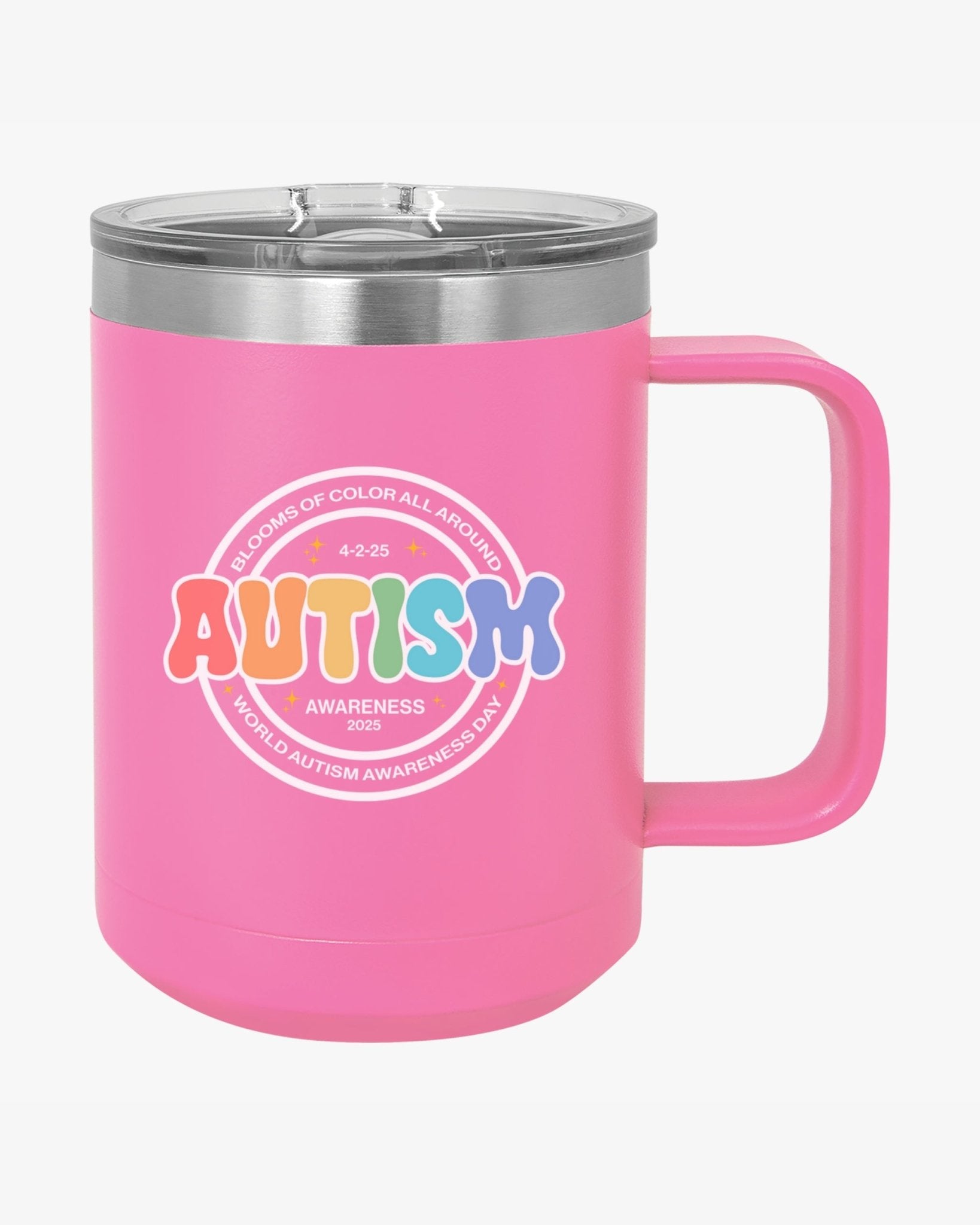 Autism Mug - Autism Awareness 2025 - Blooms of Color All Around Coffee Mug Tumbler - Daily Bloom