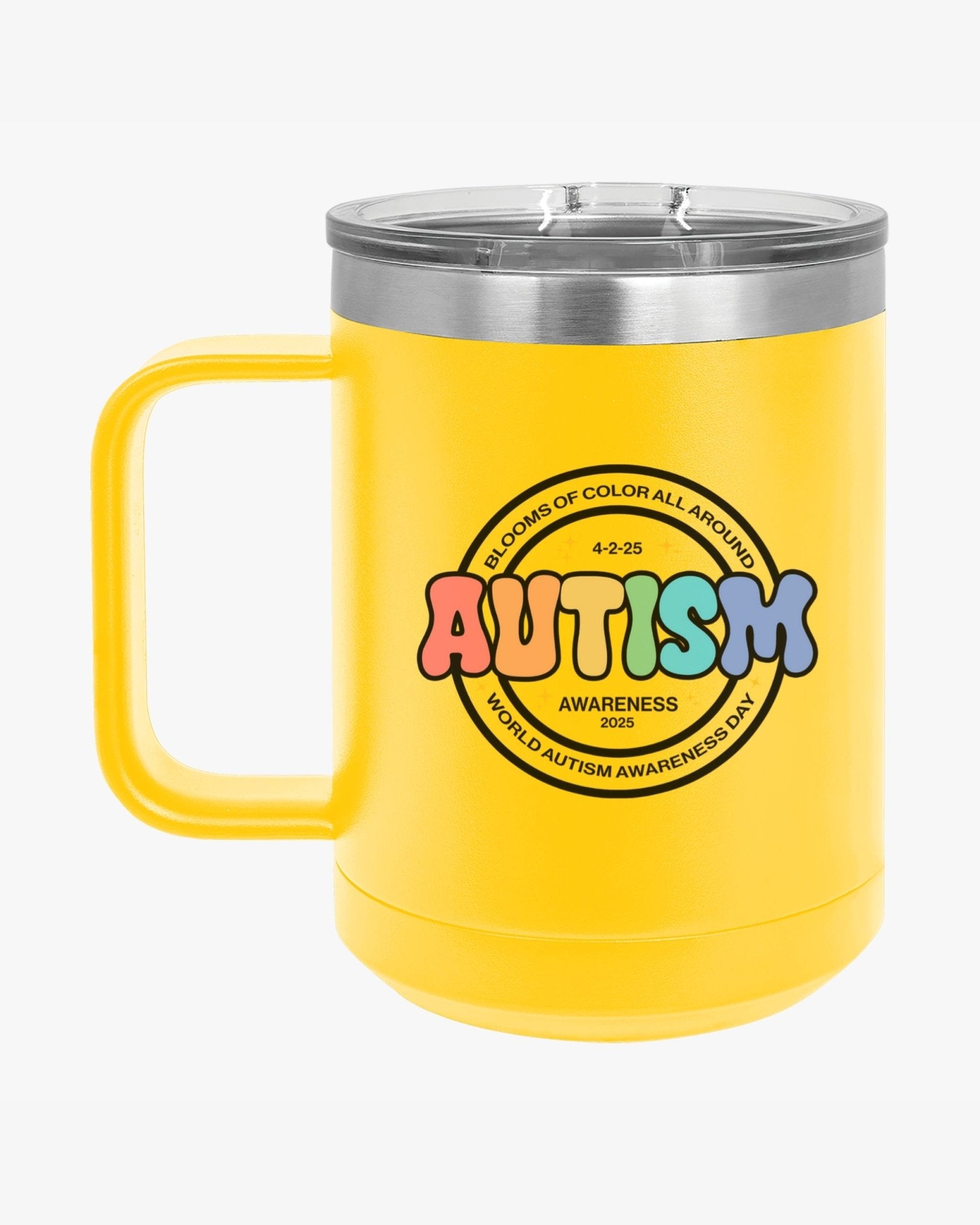 Autism Mug - Autism Awareness 2025 - Blooms of Color All Around Coffee Mug Tumbler - Daily Bloom