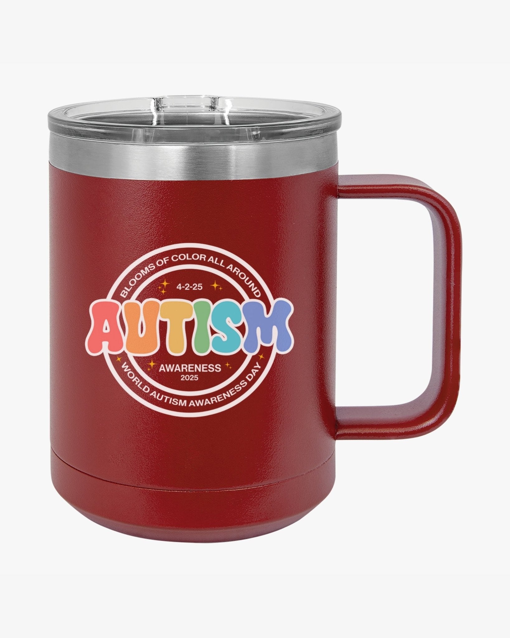 Autism Mug - Autism Awareness 2025 - Blooms of Color All Around Coffee Mug Tumbler - Daily Bloom