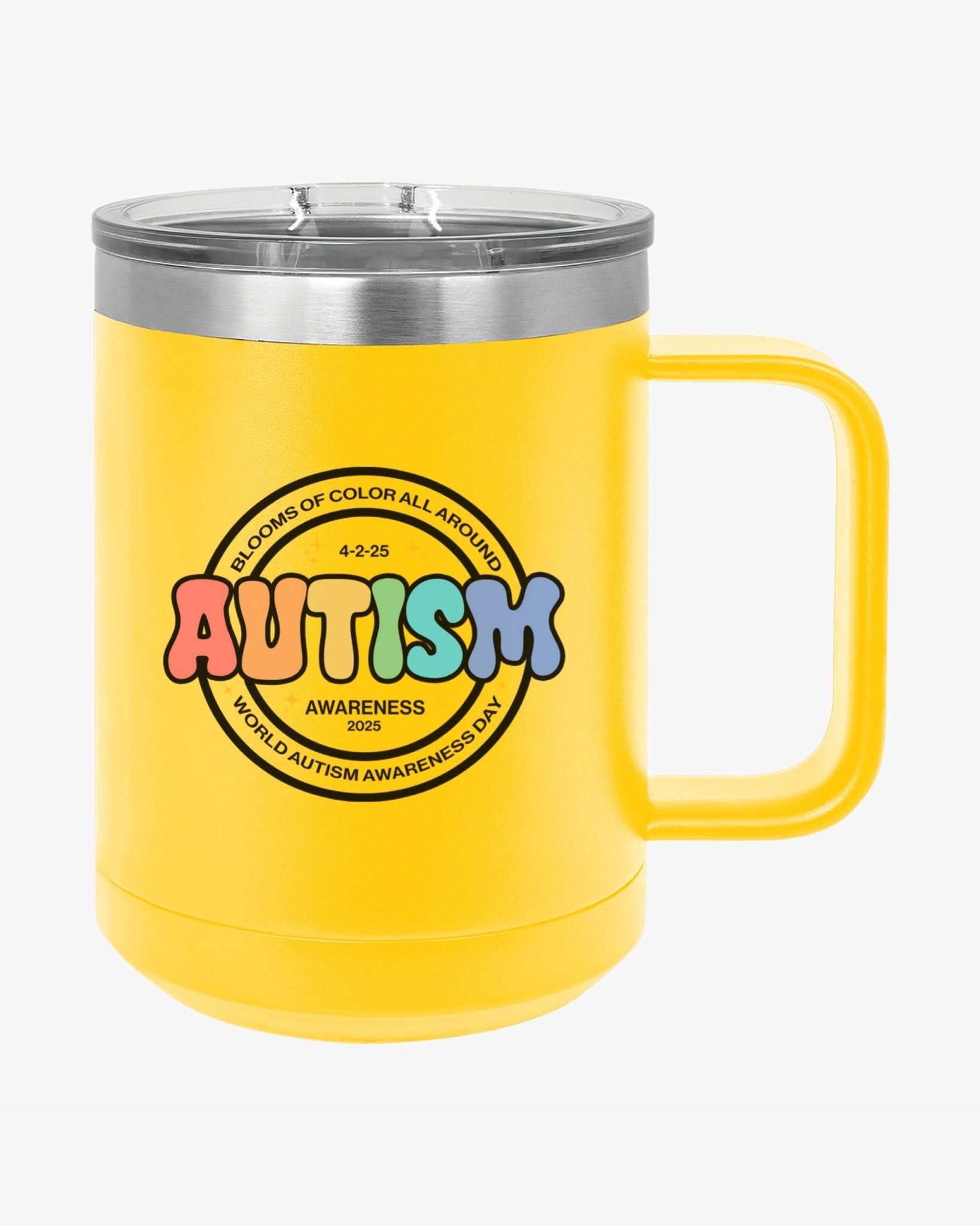 Autism Mug - Autism Awareness 2025 - Blooms of Color All Around Coffee Mug Tumbler - Daily Bloom