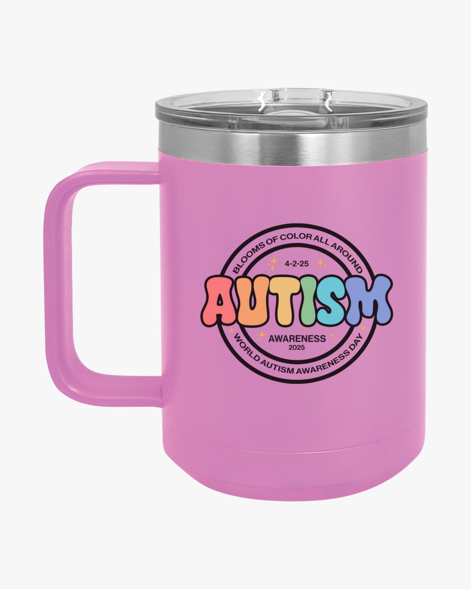 Autism Mug - Autism Awareness 2025 - Blooms of Color All Around Coffee Mug Tumbler - Daily Bloom