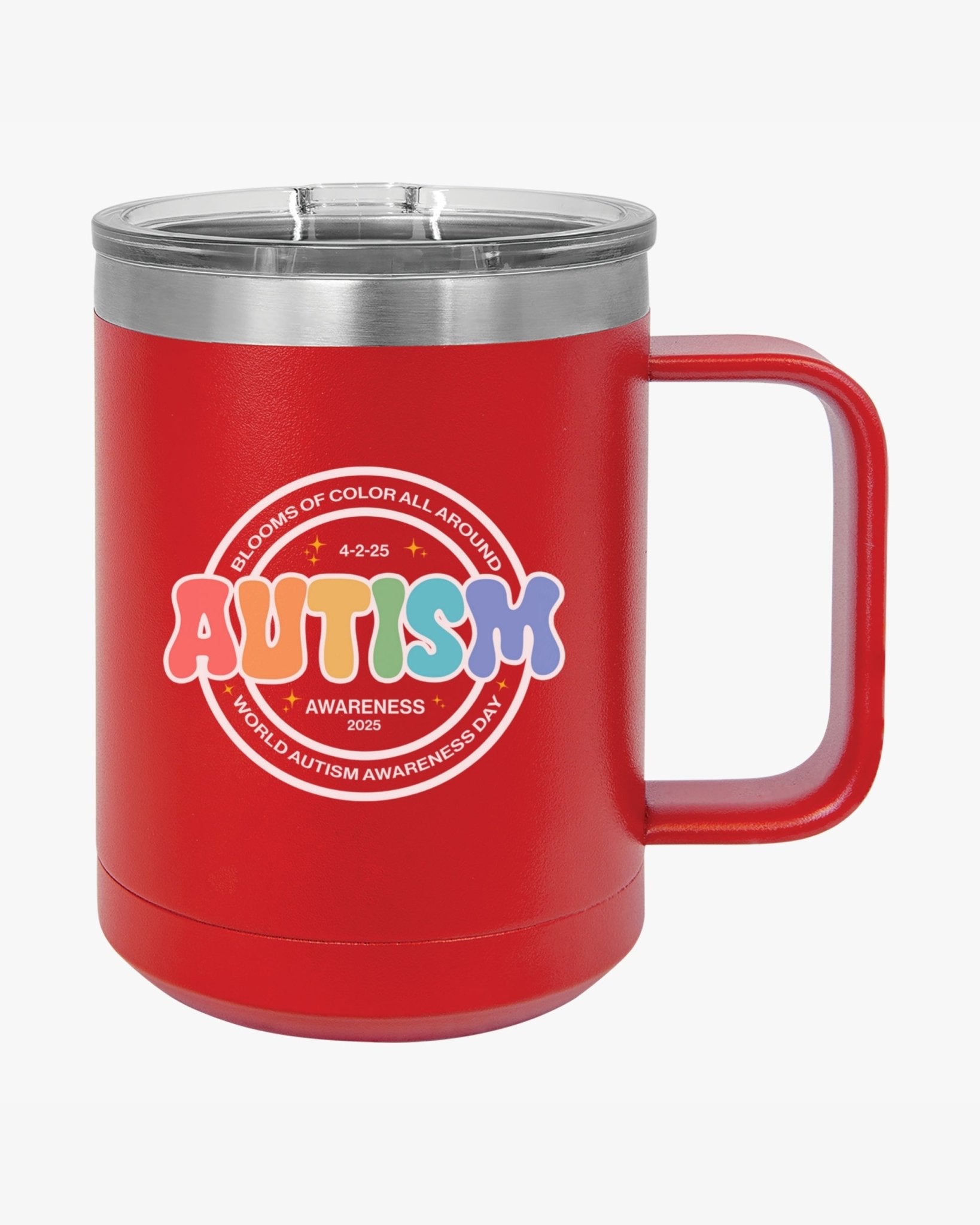 Autism Mug - Autism Awareness 2025 - Blooms of Color All Around Coffee Mug Tumbler - Daily Bloom