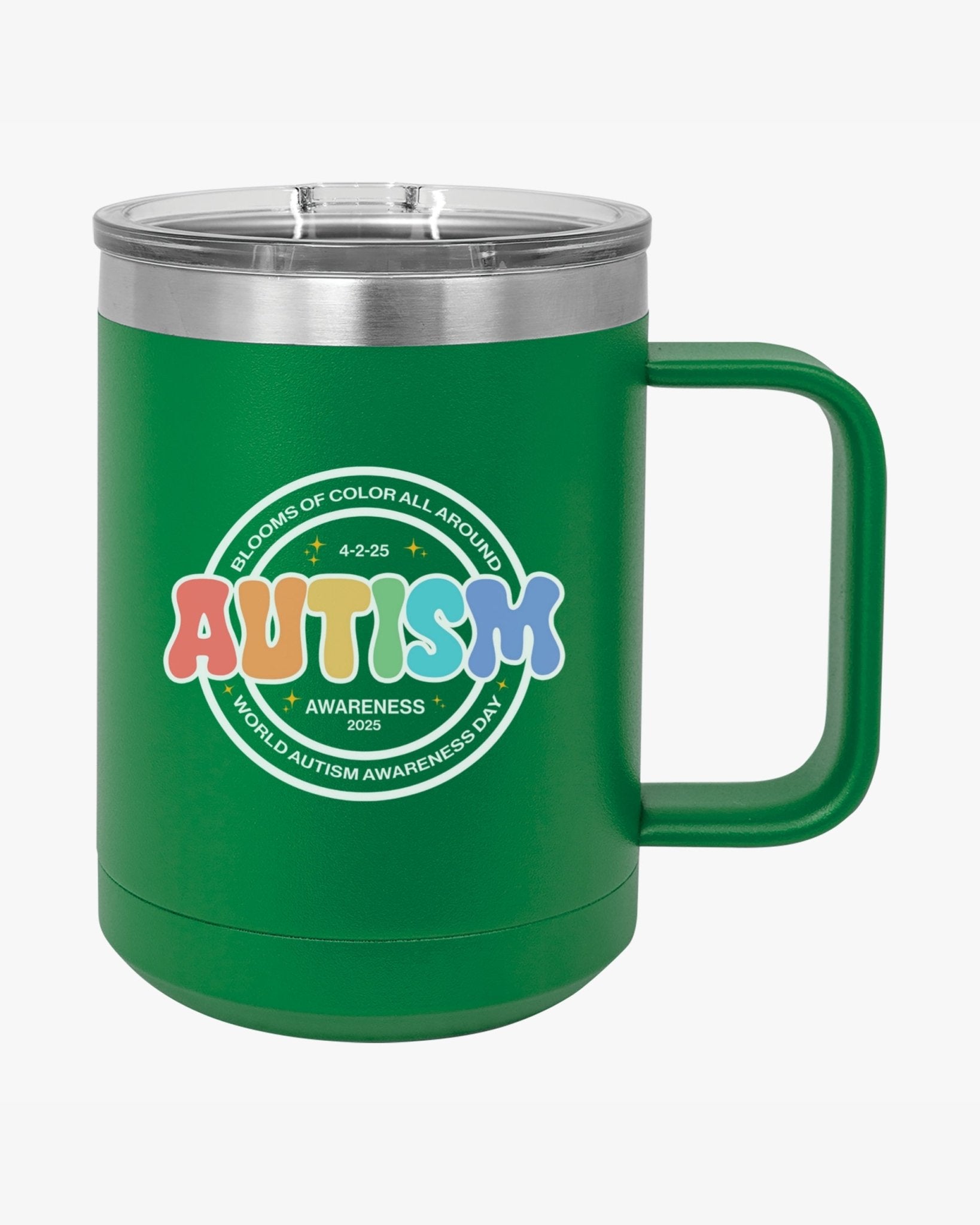 Autism Mug - Autism Awareness 2025 - Blooms of Color All Around Coffee Mug Tumbler - Daily Bloom