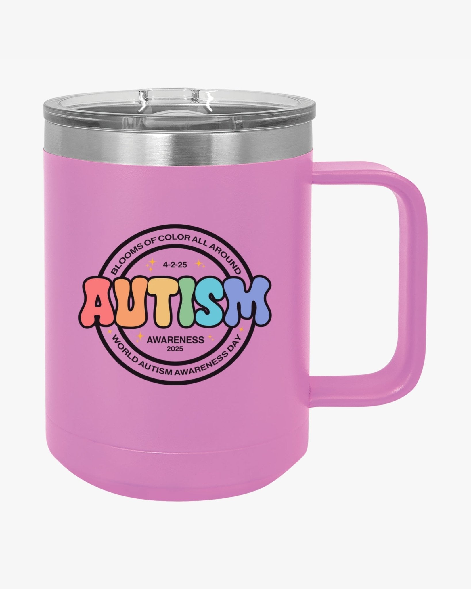 Autism Mug - Autism Awareness 2025 - Blooms of Color All Around Coffee Mug Tumbler - Daily Bloom