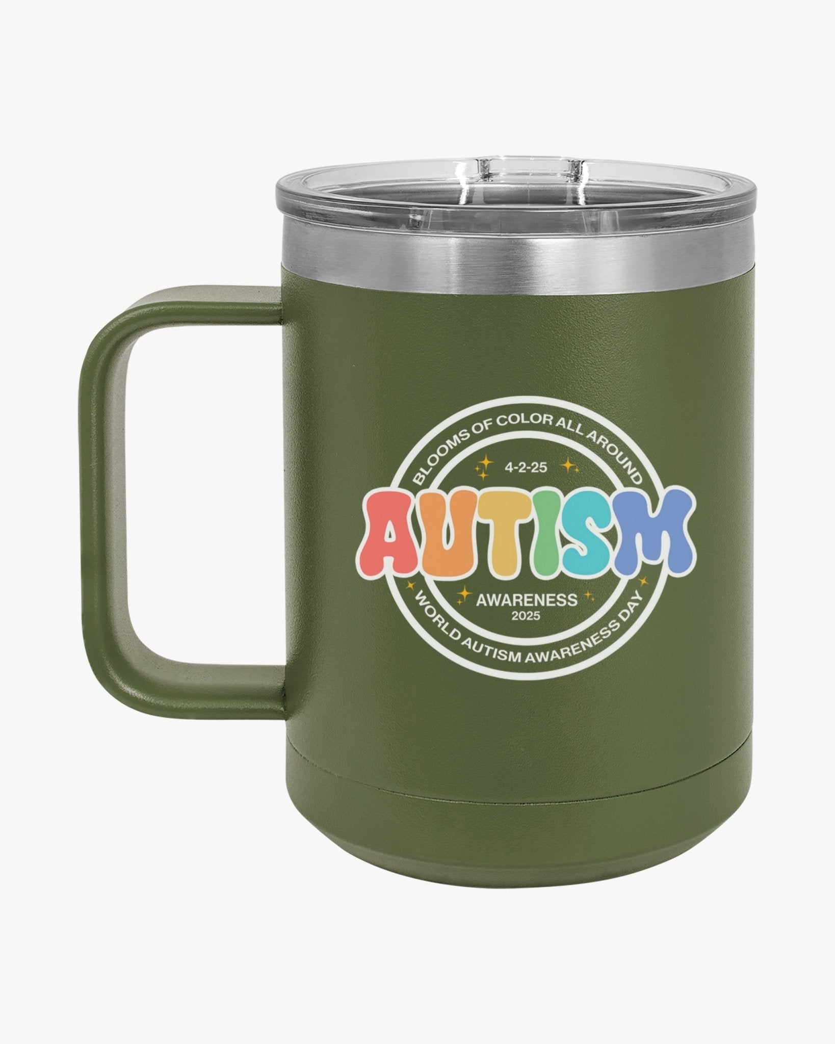 Autism Mug - Autism Awareness 2025 - Blooms of Color All Around Coffee Mug Tumbler - Daily Bloom