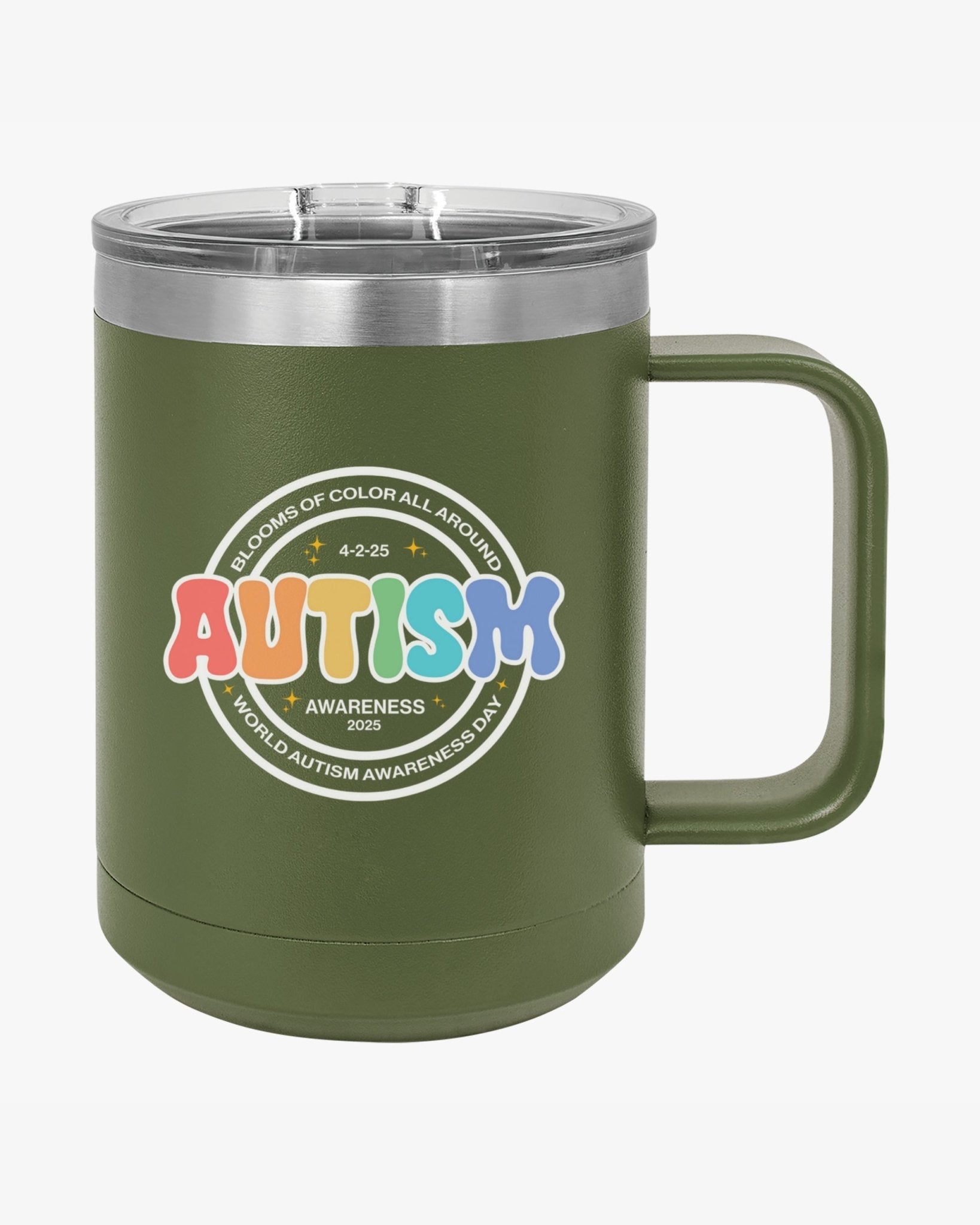 Autism Mug - Autism Awareness 2025 - Blooms of Color All Around Coffee Mug Tumbler - Daily Bloom