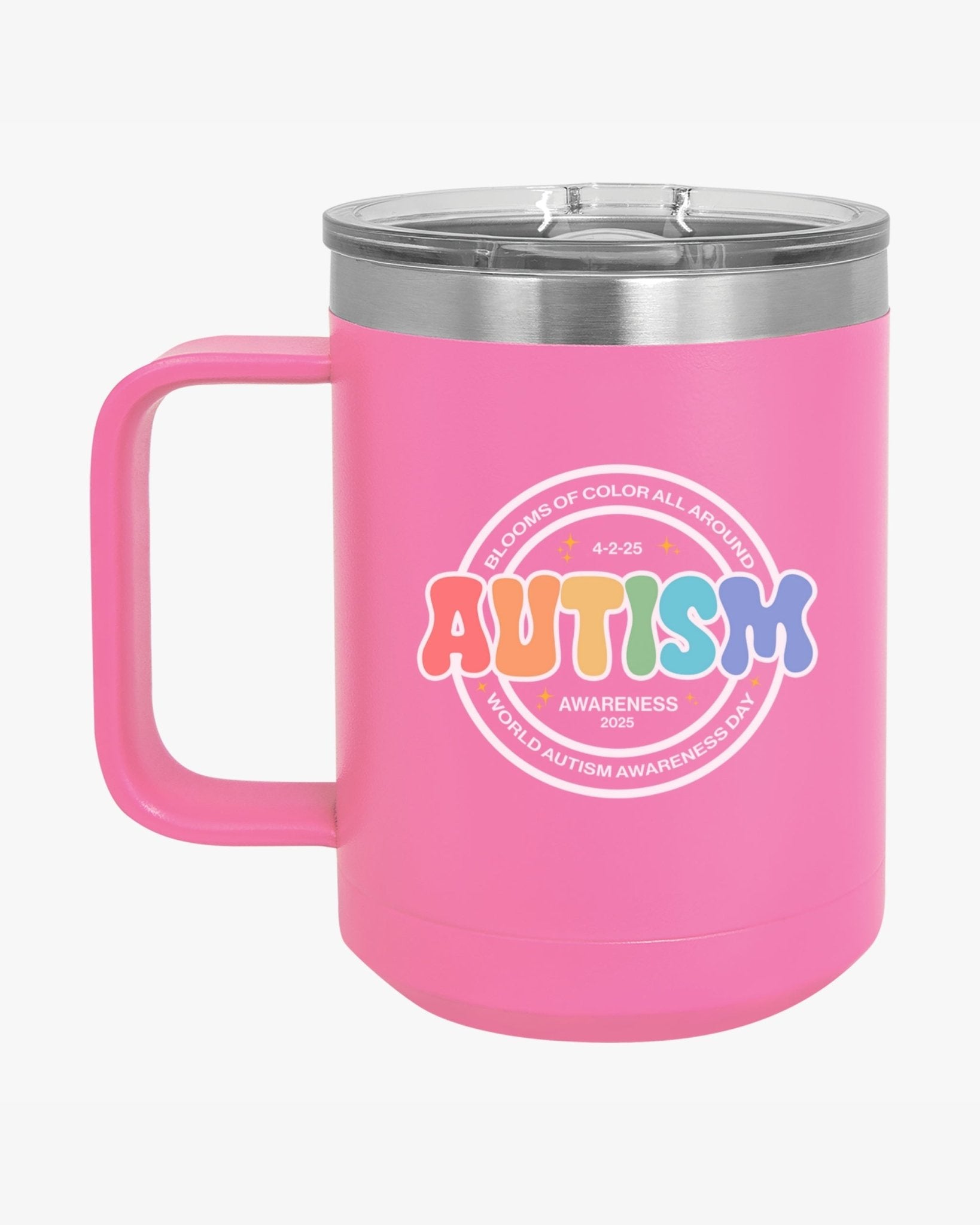 Autism Mug - Autism Awareness 2025 - Blooms of Color All Around Coffee Mug Tumbler - Daily Bloom