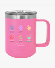 Autism Awareness 2025 - Affirmation Handprints Coffee Mug Tumbler