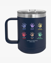 Autism Awareness 2025 - Affirmation Handprints Coffee Mug Tumbler