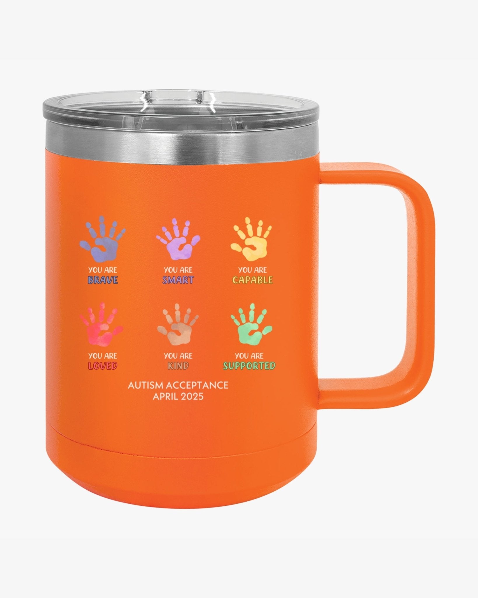 Autism Mug - Autism Awareness 2025 - Affirmation Handprints Coffee Mug Tumbler - Daily Bloom