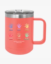 Autism Awareness 2025 - Affirmation Handprints Coffee Mug Tumbler