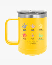 Autism Awareness 2025 - Affirmation Handprints Coffee Mug Tumbler