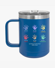 Autism Awareness 2025 - Affirmation Handprints Coffee Mug Tumbler