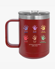 Autism Awareness 2025 - Affirmation Handprints Coffee Mug Tumbler