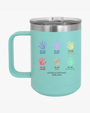 Autism Awareness 2025 - Affirmation Handprints Coffee Mug Tumbler