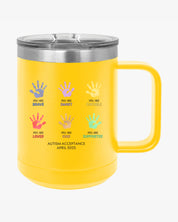Autism Awareness 2025 - Affirmation Handprints Coffee Mug Tumbler