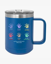 Autism Awareness 2025 - Affirmation Handprints Coffee Mug Tumbler