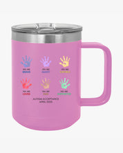 Autism Awareness 2025 - Affirmation Handprints Coffee Mug Tumbler