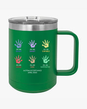 Autism Awareness 2025 - Affirmation Handprints Coffee Mug Tumbler