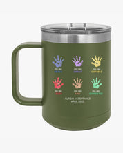 Autism Awareness 2025 - Affirmation Handprints Coffee Mug Tumbler