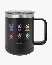 Autism Awareness 2025 - Affirmation Handprints Coffee Mug Tumbler