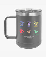 Autism Awareness 2025 - Affirmation Handprints Coffee Mug Tumbler