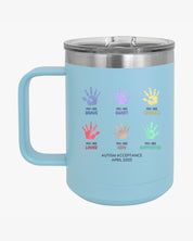 Autism Awareness 2025 - Affirmation Handprints Coffee Mug Tumbler