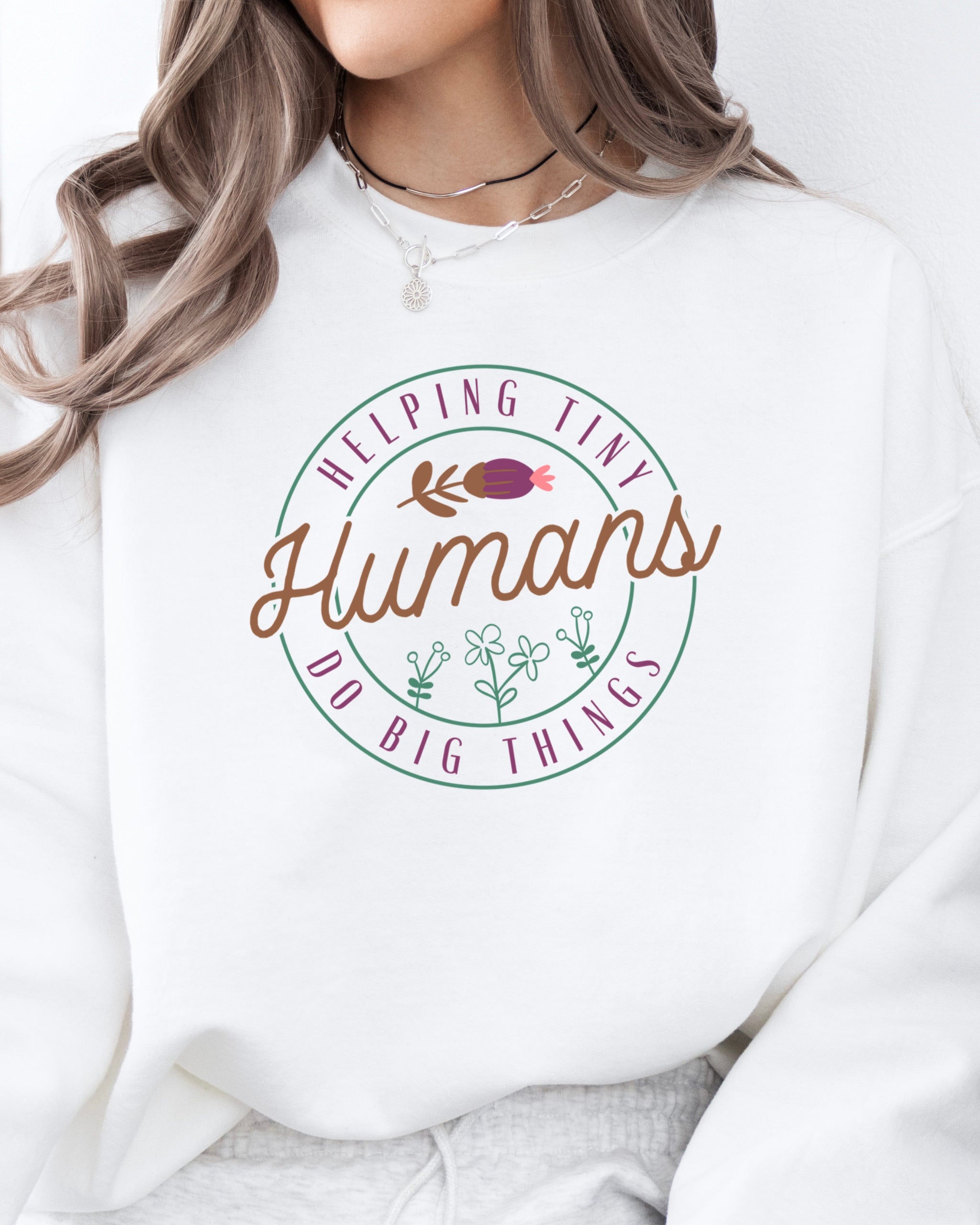 Helping Tiny Humans Do Big Things Sweatshirt-Neurodiversity, ADHD & Autism Awareness & Acceptance Sweatshirt by Daily Bloom