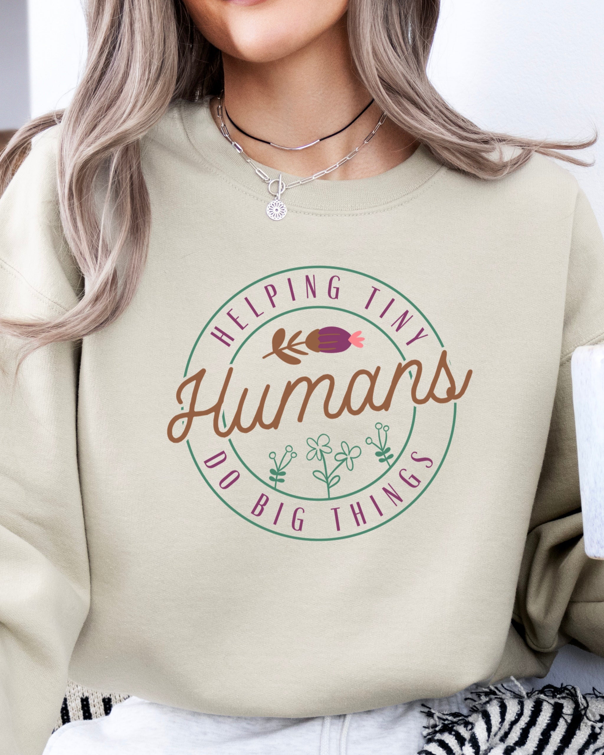 Helping Tiny Humans Do Big Things Sweatshirt-Neurodiversity, ADHD & Autism Awareness & Acceptance Sweatshirt by Daily Bloom