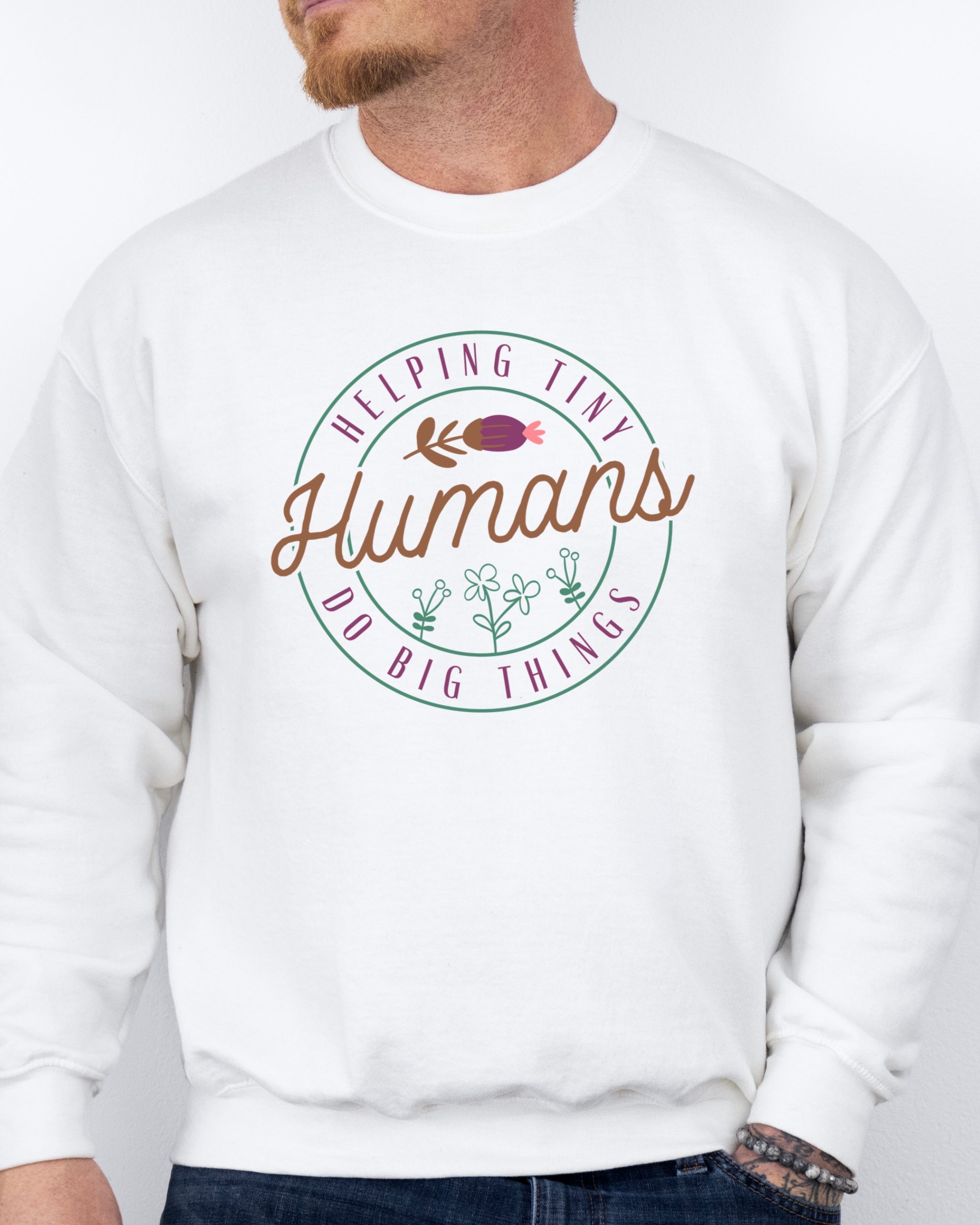 Helping Tiny Humans Do Big Things Sweatshirt-Neurodiversity, ADHD & Autism Awareness & Acceptance Sweatshirt by Daily Bloom