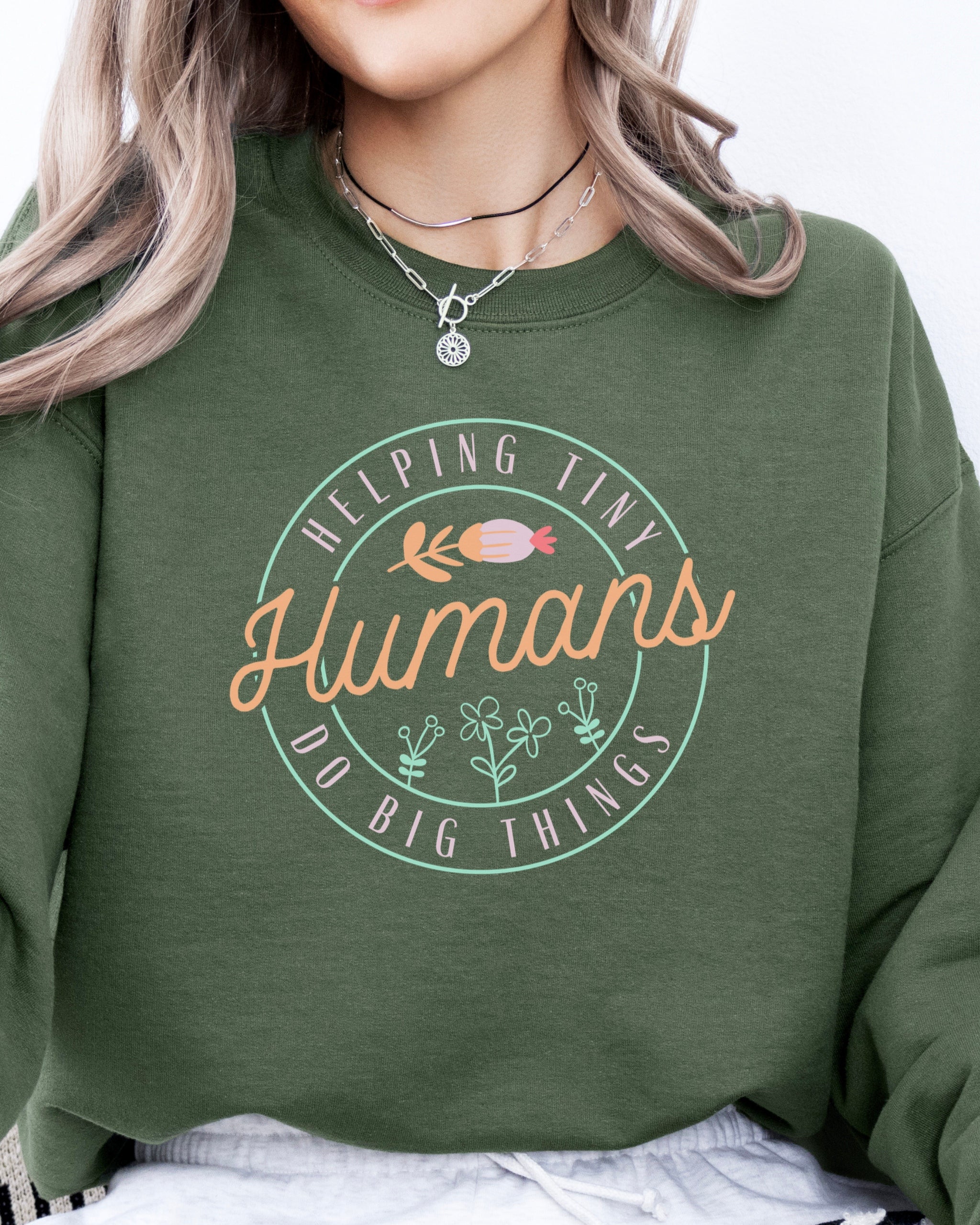 Helping Tiny Humans Do Big Things Sweatshirt-Neurodiversity, ADHD & Autism Awareness & Acceptance Sweatshirt by Daily Bloom