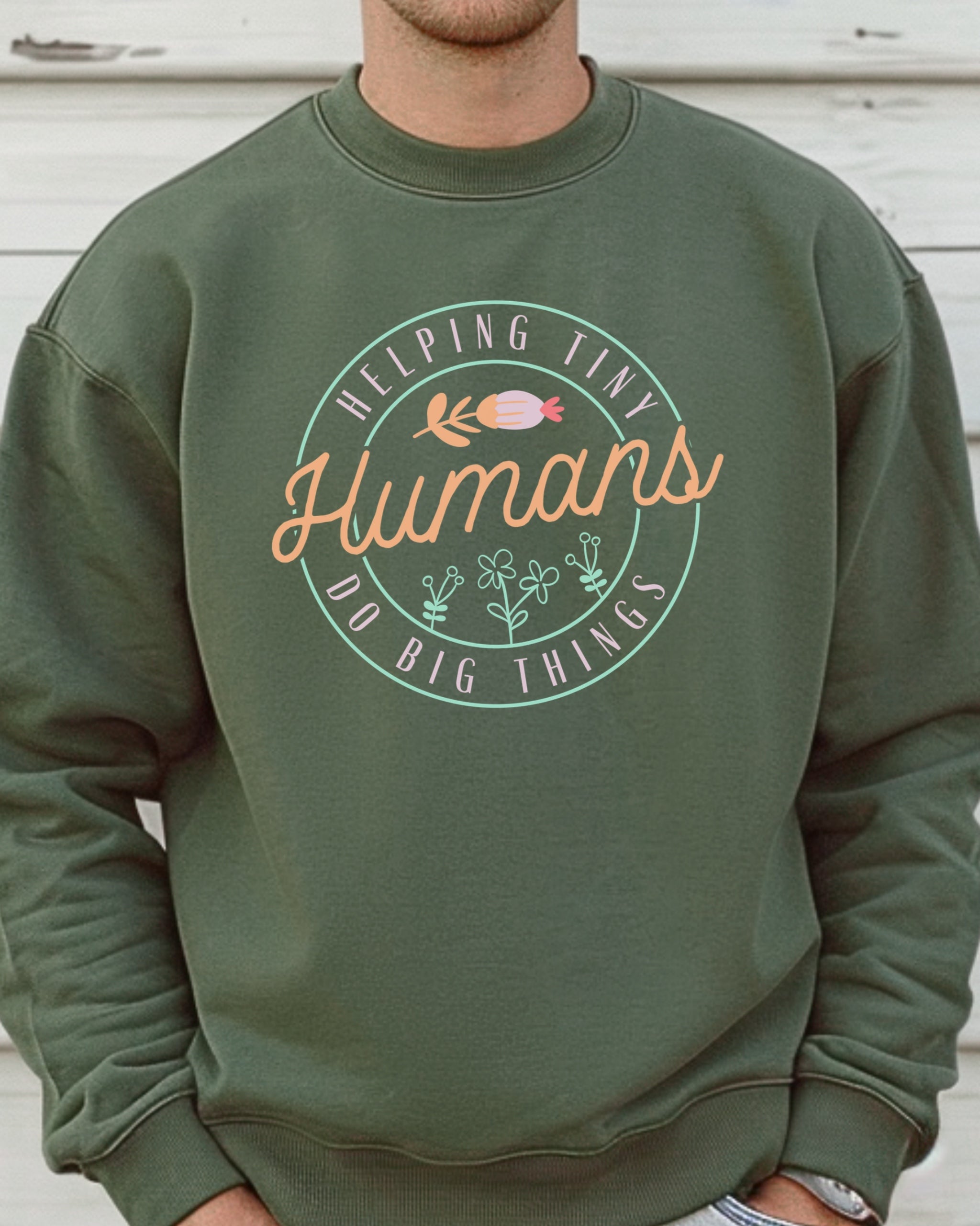 Helping Tiny Humans Do Big Things Sweatshirt-Neurodiversity, ADHD & Autism Awareness & Acceptance Sweatshirt by Daily Bloom