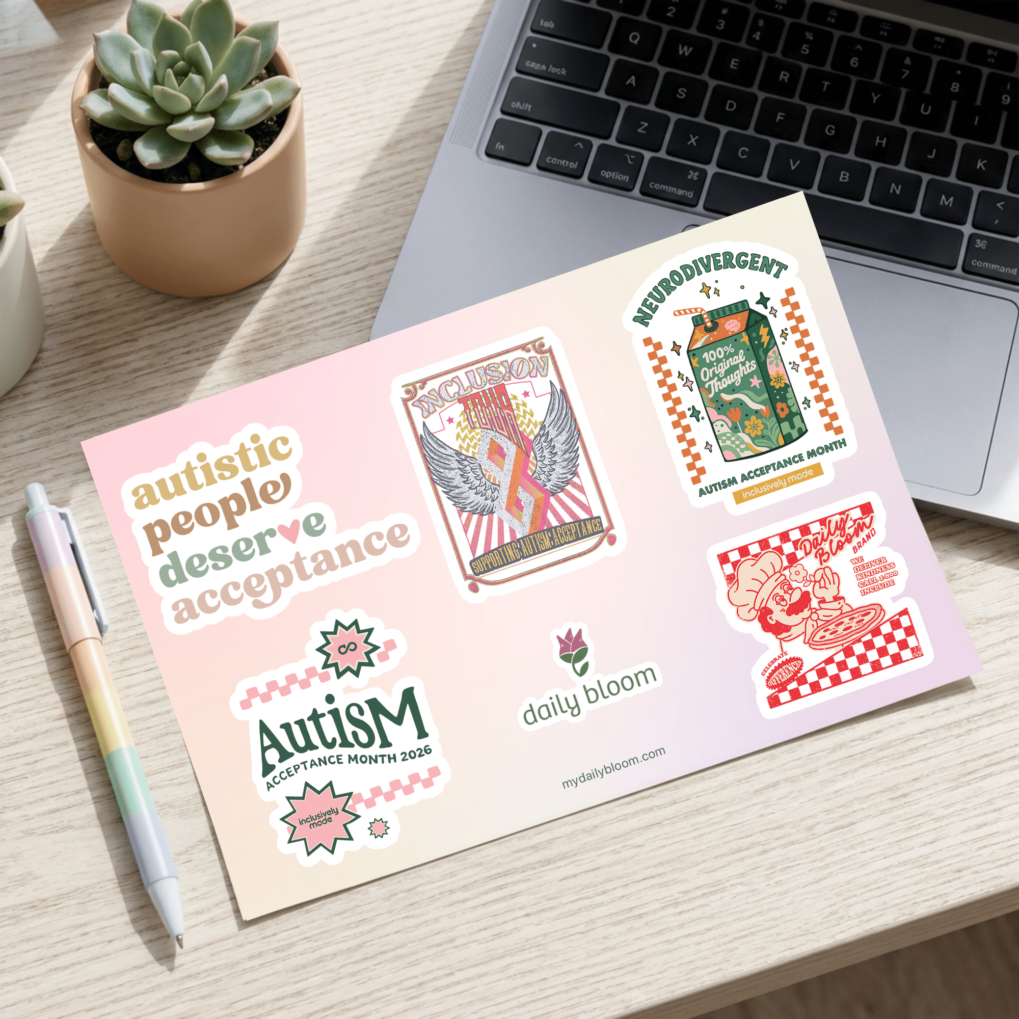 Autism Paper products - The Autism Acceptance Month Sticker Sheet - Daily Bloom