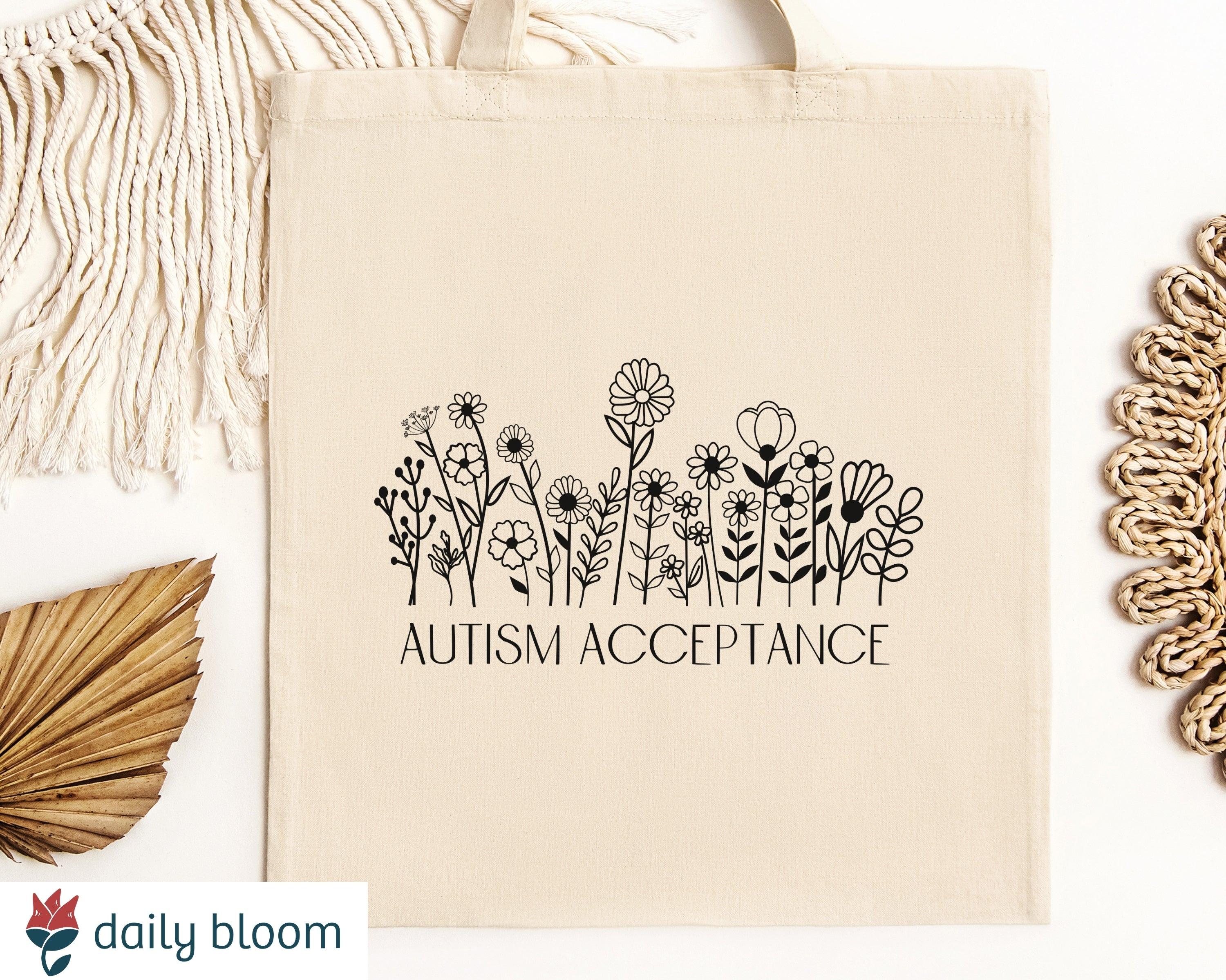 Autism Acceptance Wildflowers Tote Bag-Natural-Neurodiversity, ADHD & Autism Awareness & Acceptance Bags by Daily Bloom