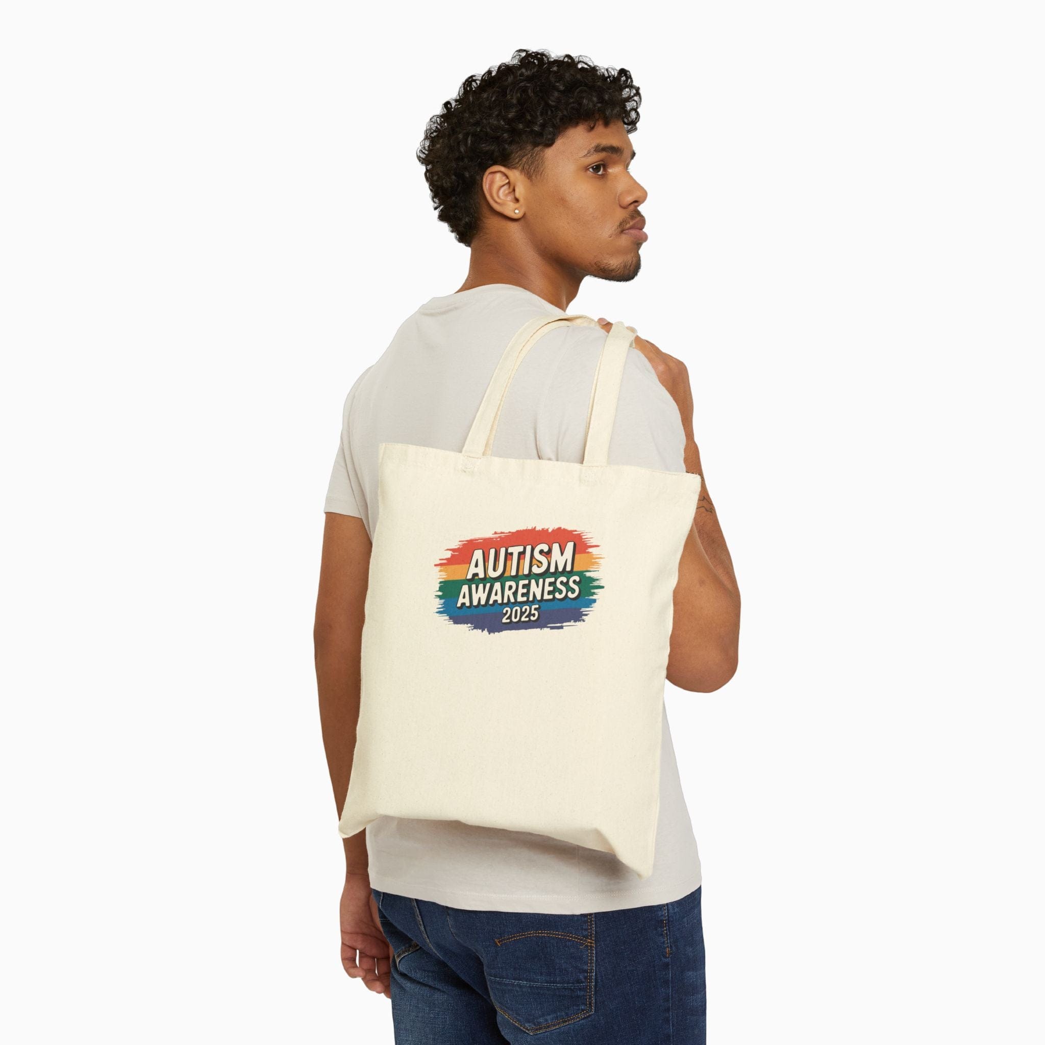 Autism Bags By Daily Bloom Autism Awareness 2025 - Brushstrokes of Awareness Canvas Tote Bag