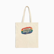 Autism Bags By Daily Bloom Autism Awareness 2025 - Brushstrokes of Awareness Canvas Tote Bag Natural / 15" x 16"