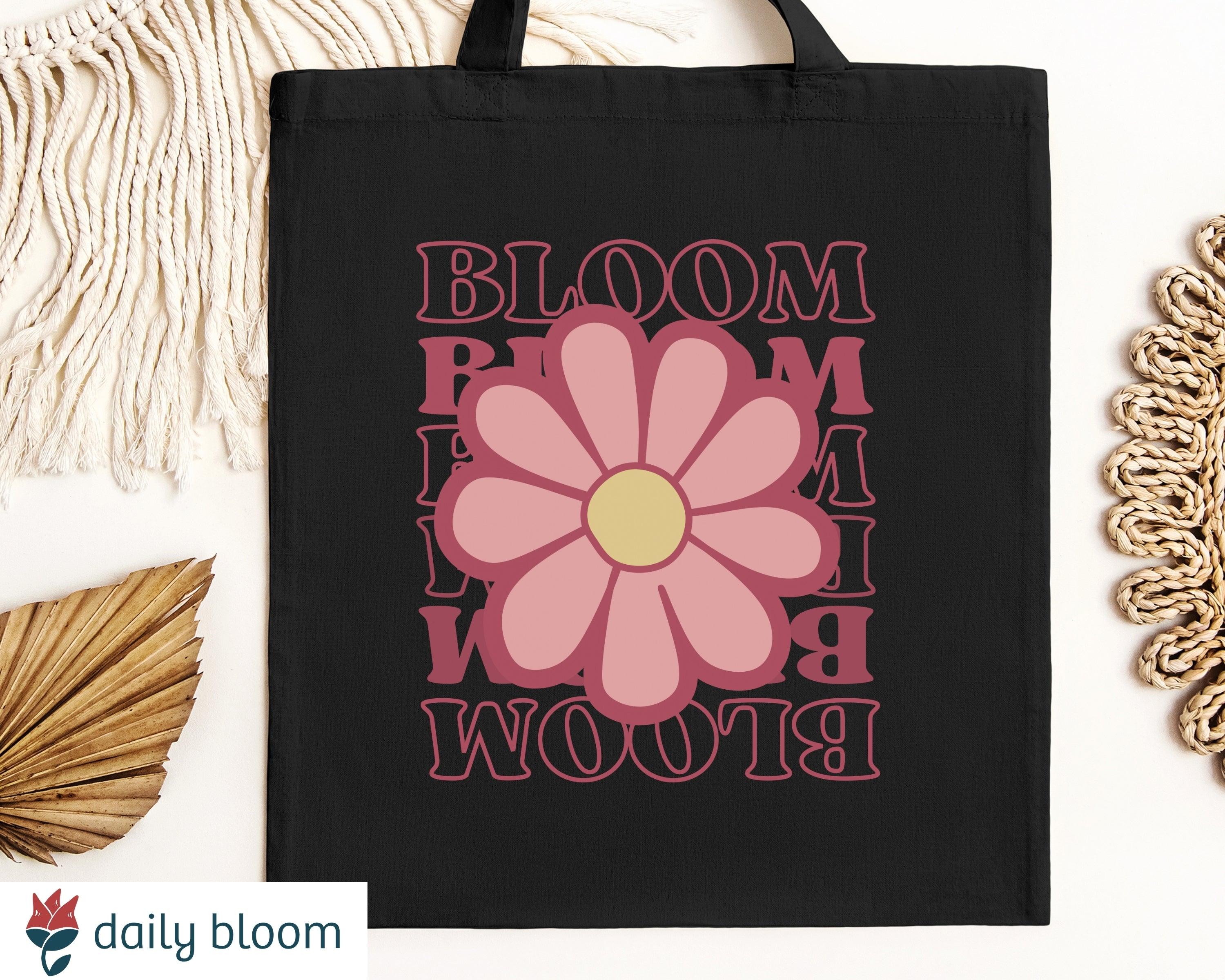 Bloom Daisy Tote Bag-Black-Neurodiversity, ADHD & Autism Awareness & Acceptance Bags by Daily Bloom