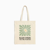 Autism Bags By Daily Bloom Bloom Where You Are Planted Tote Bag Natural / 15" x 16"