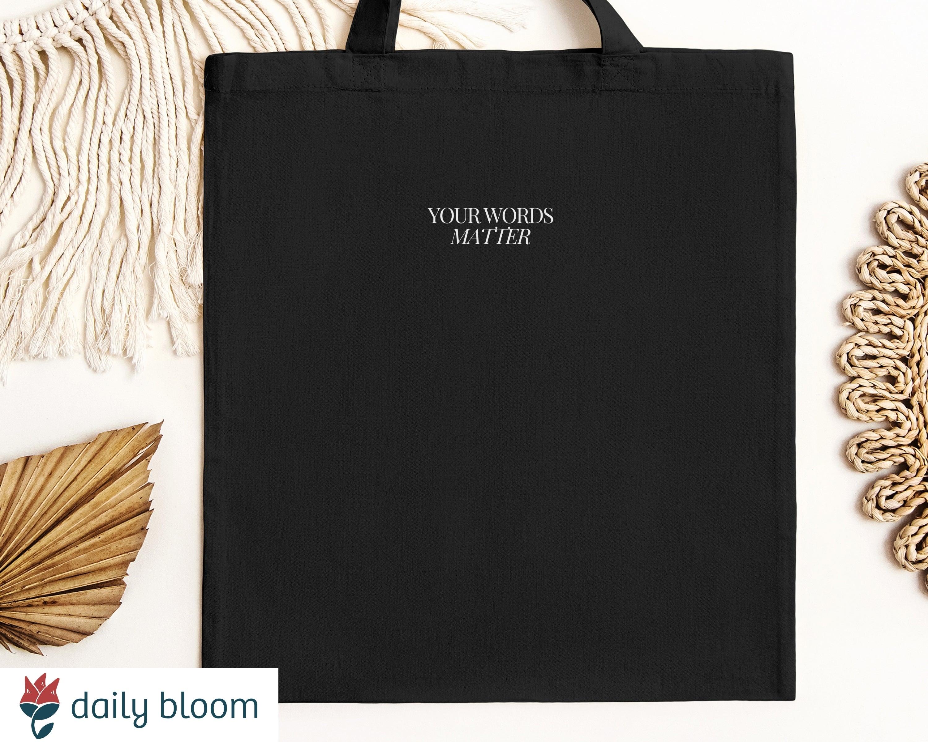 Your Words Matter Tote Bag-Black-Neurodiversity, ADHD & Autism Awareness & Acceptance Bags by Daily Bloom