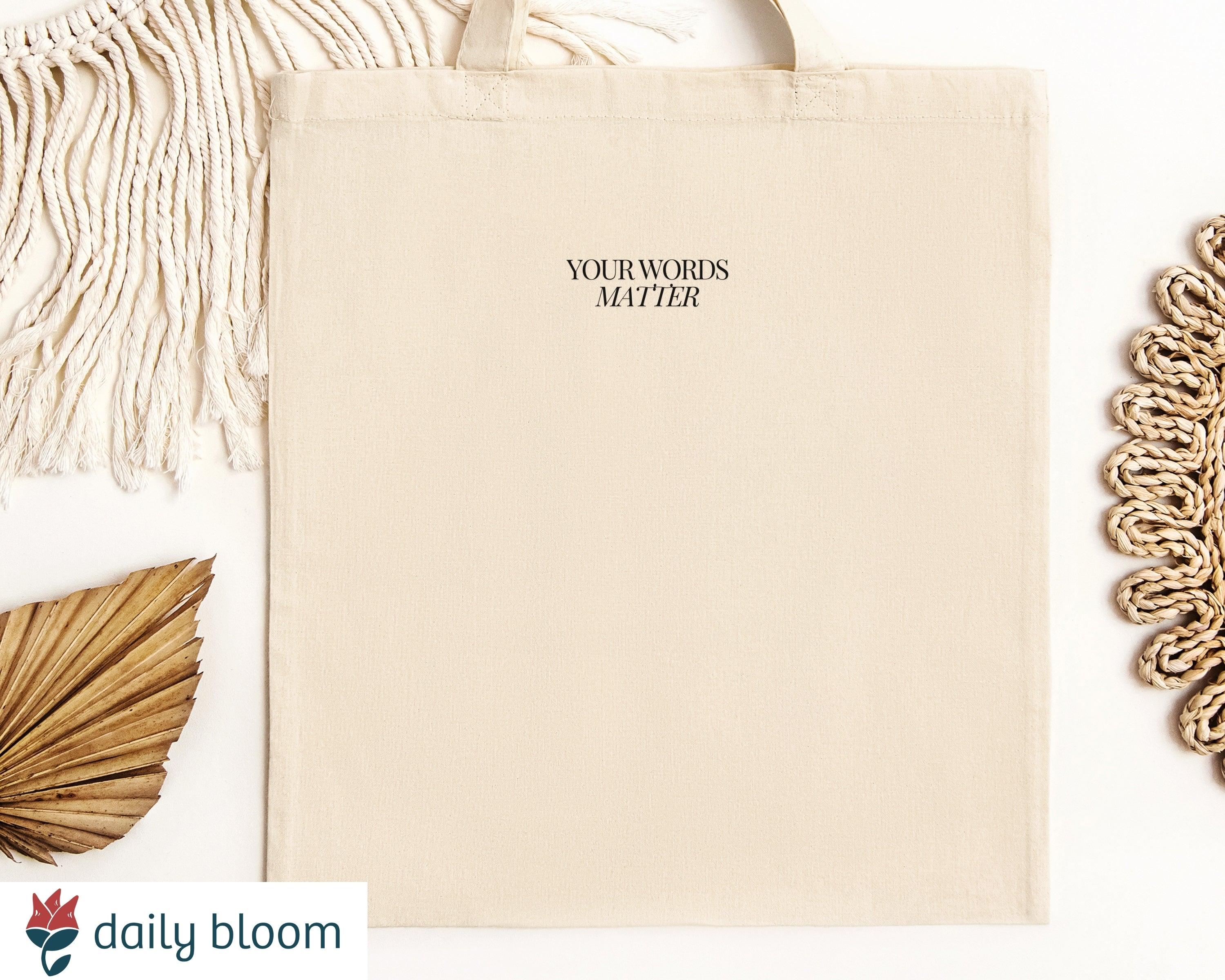 Your Words Matter Tote Bag-Natural-Neurodiversity, ADHD & Autism Awareness & Acceptance Bags by Daily Bloom