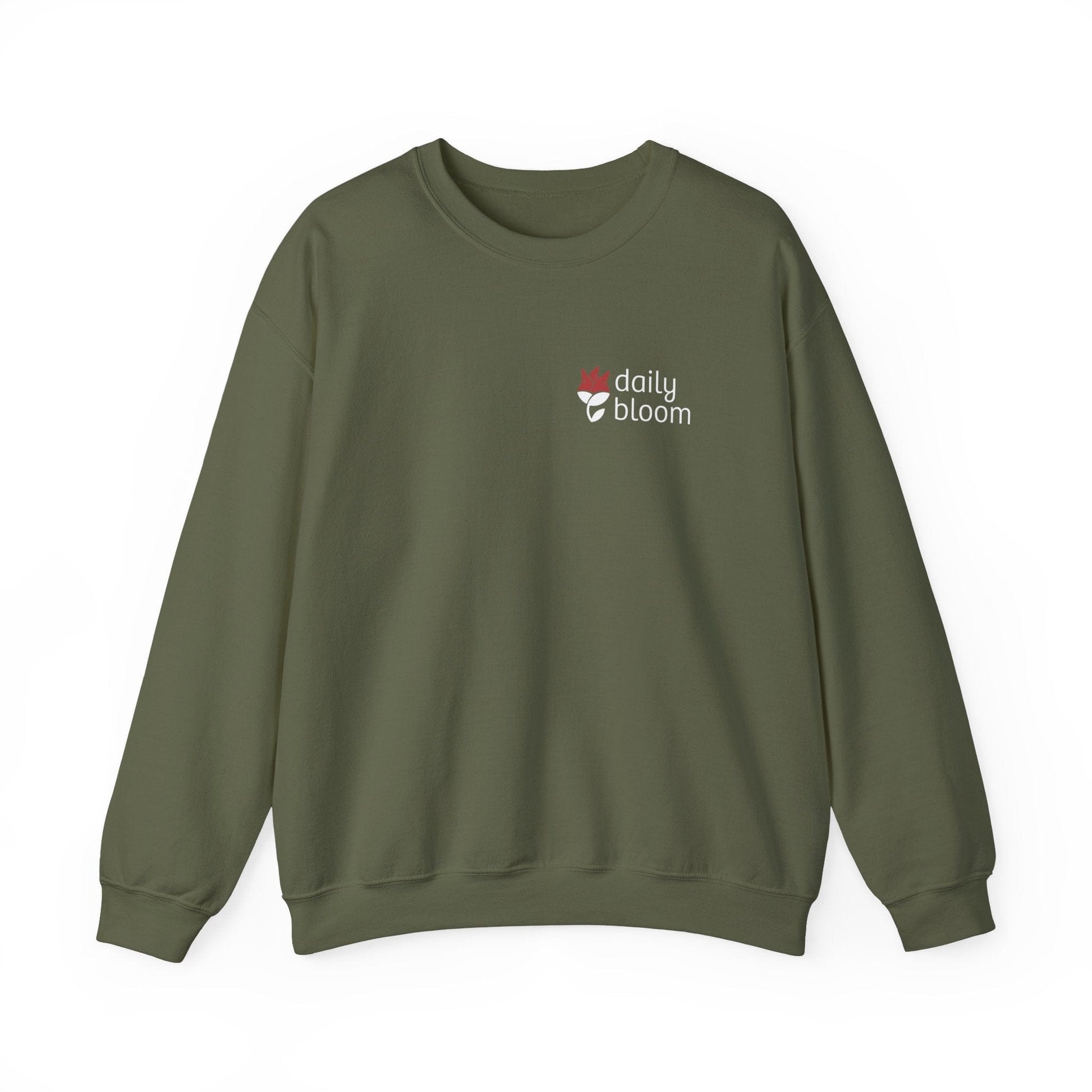 Daily Bloom Logo Sweatshirt-Military Green-Neurodiversity, ADHD & Autism Awareness & Acceptance by Daily Bloom