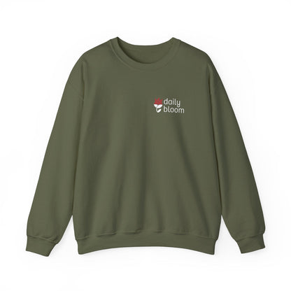 Daily Bloom Logo Sweatshirt-Military Green-Neurodiversity, ADHD & Autism Awareness & Acceptance by Daily Bloom