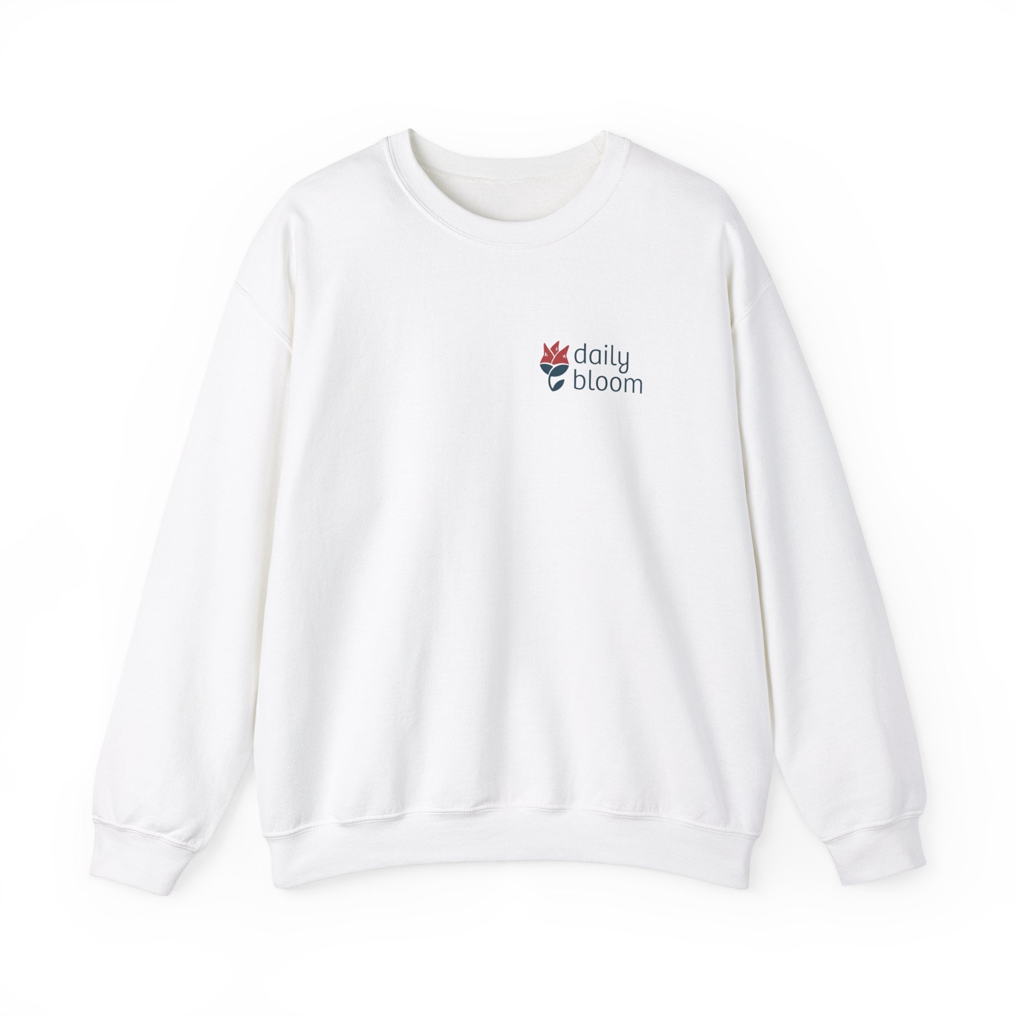 Daily Bloom Logo Sweatshirt-White-Neurodiversity, ADHD & Autism Awareness & Acceptance by Daily Bloom