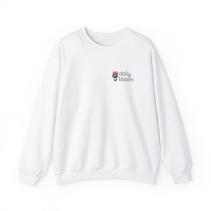 Daily Bloom Logo Sweatshirt-White-Neurodiversity, ADHD & Autism Awareness & Acceptance by Daily Bloom