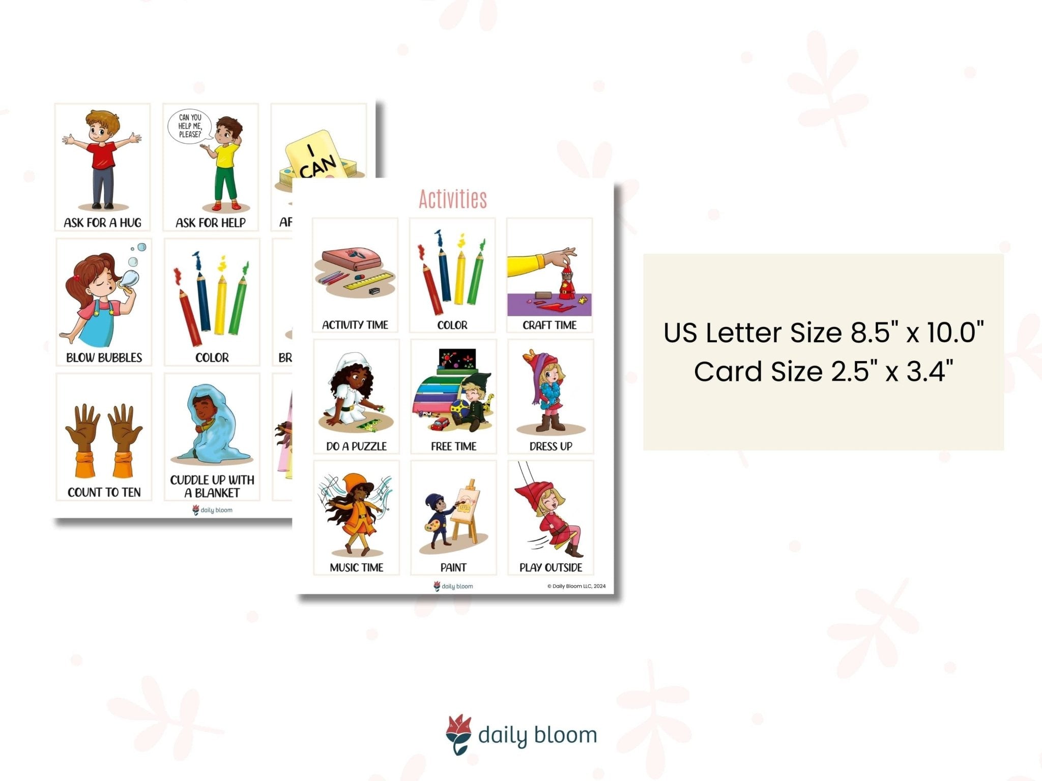 Autism Digital Download - Flash Card Bundle - Set of 3 - Coping Skills, Emotions & Routine Cards - Daily Bloom