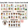 Autism Digital Download - Flash Card Bundle - Set of 3 - Coping Skills, Emotions & Routine Cards - Daily Bloom