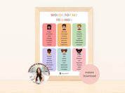 Words For My Feelings (Poster Download)-Neurodiversity, ADHD & Autism Awareness & Acceptance Digital Download by Daily Bloom